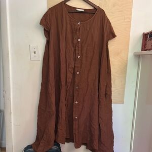 bryn Walker linen button midi dress 2x